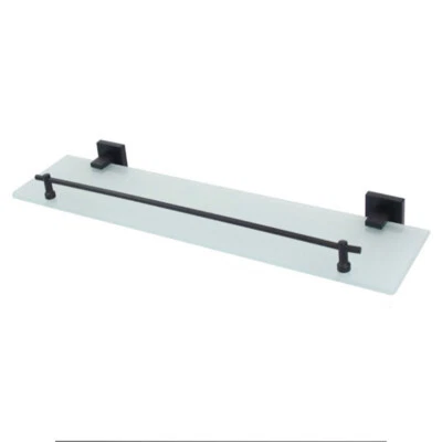 VETRINEINRETE Mensola in vetro da bagno reggimensola acciaio nero fissaggio viti o biadesivo