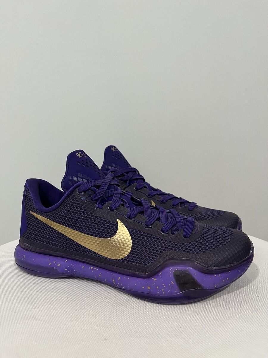 NIKE KOBE 10 X ID MAMBA Purple Gold Speckle Lakers 777411 NIKE KOBE 10 X ID MAMBA Purple Gold Speckle Lakers 777411