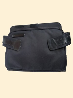PIQUADRO document holder with synthetic fabric organizer and black leather finishes