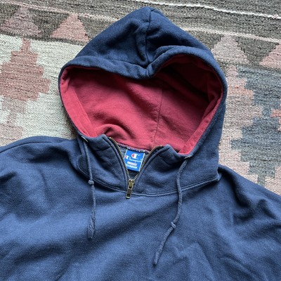 VTG 80s 90s Champion Quarter Zip Hoodie Reverse Weave Sweatshirt 