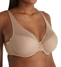 CURVY COUTURE Bombshell Nude Diamond Net High Apex Bra, US 34H, UK 34FF, NWOT