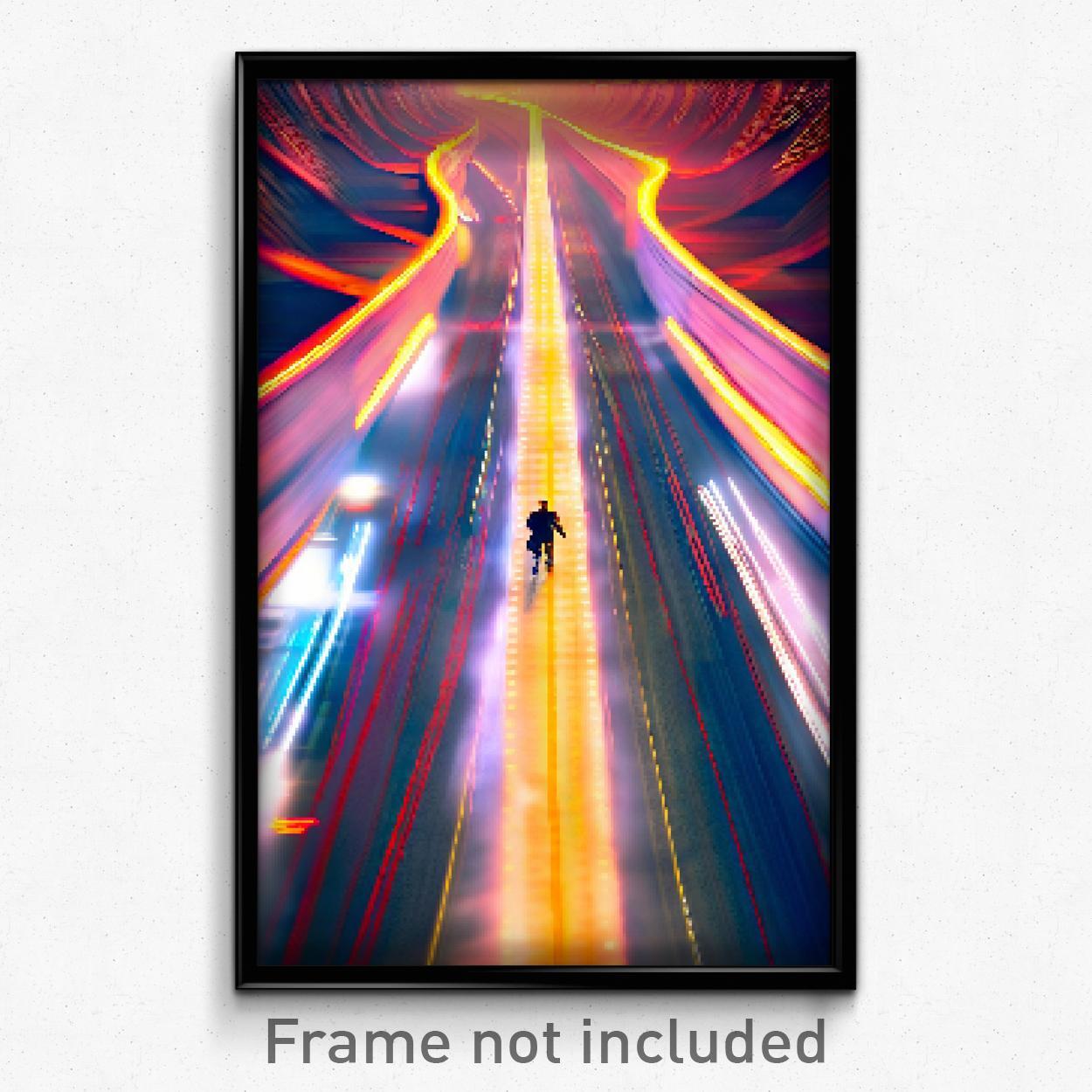 8 Bit Psychedelic Pixel Art Poster - Dizzying Thoroughfare Video Game Print