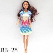 Fashion Doll Clothes Set For 11.5" Doll Outfit 1/6 Geometry Dress Blue Vest Coat