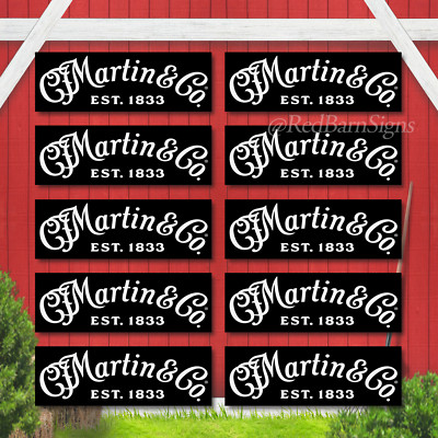 C.F MARTIN & Co 1833 logo BUMPER STICKER + Headstock. Vinyl Peel/Stick 9''x3 case