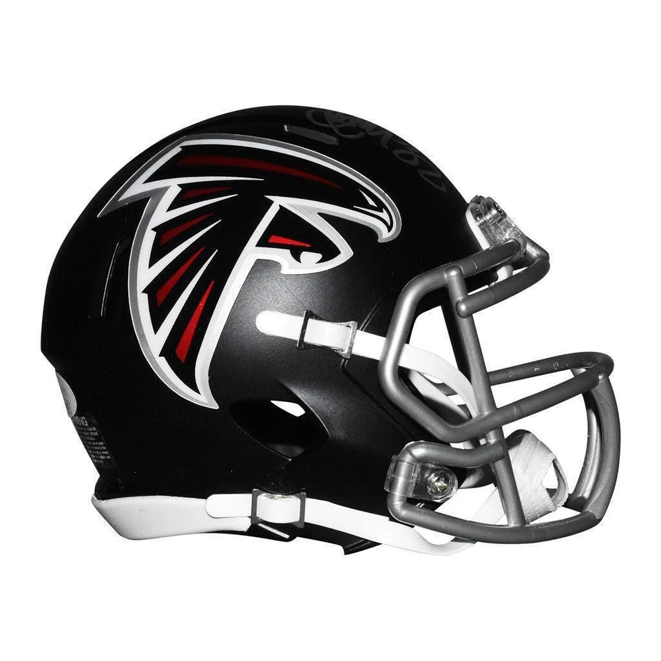 Casco de fútbol americano negro mini réplica de velocidad firmado por Jamal Anderson Atlanta Falcons - Foto 4 de 4
