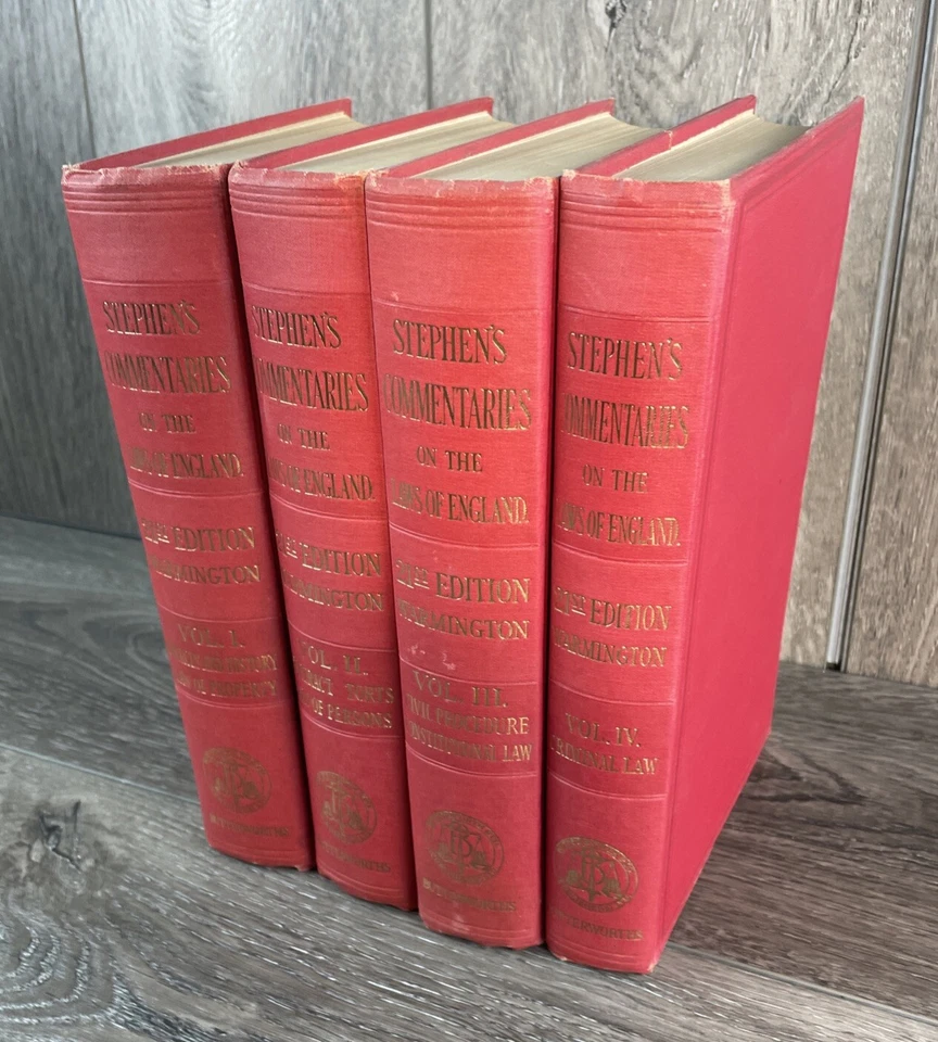 Stephen's Commentaries on the Laws of England 4 Volume Lot Set 21st Ed 1950 Rare - Imagem 2 de 4