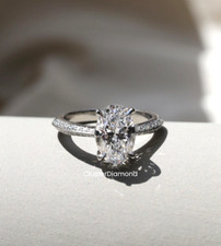 925 Silver 3 CT Brilliant Oval Cut Moissanite Channel Set Engagement Ring