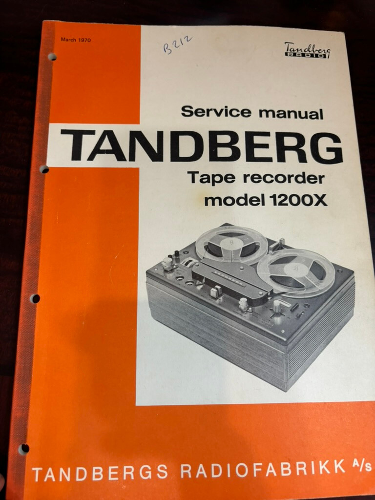 TANDBERG 1200X TAPE RECORDER Repair Service Manual *& SCHEMATICS *ORIGINAL**