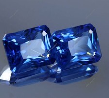 Loose Gemstone Natural Blue Sapphire 20 Ct Certified Emerald Shape Pair