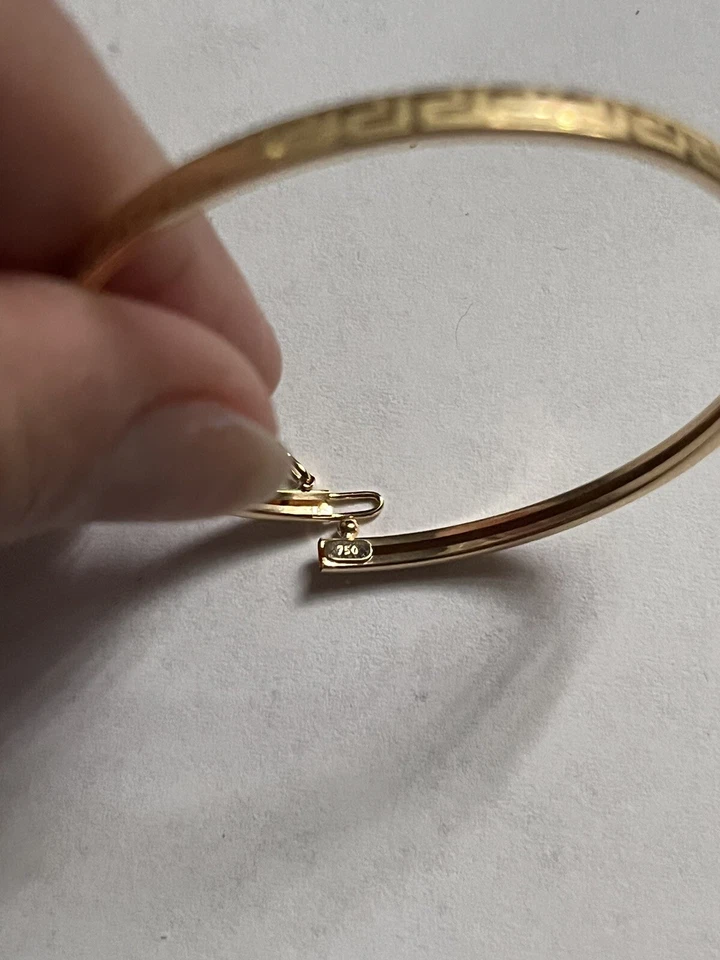 Brazalete de oro amarillo puro 18 k 750 brazalete llave griega 7 pulgadas 2,25 G, Italia Foto 3 de 4