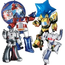 (6)TRANSFORMERS 6 Pcs Foil Balloon Birthday Party Supplies Decor Bumblebee Robot