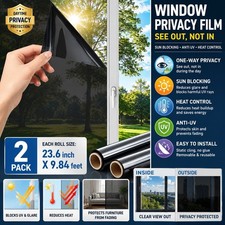 2-Pack Window Privacy Film One-Way Mirror Anti-UV Heat Control 23.6 x 9.84