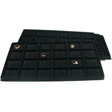 4 Black Flocked 24 Compartment Display Tray Inserts