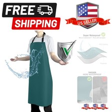 Waterproof Apron with Comfortable Adjustable Bib Rubber Vinyl Dishwasher Heav...