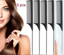 5 X Pcs Set Rat Tail Steel Pin Teasing Black Comb Hair Braid Comb