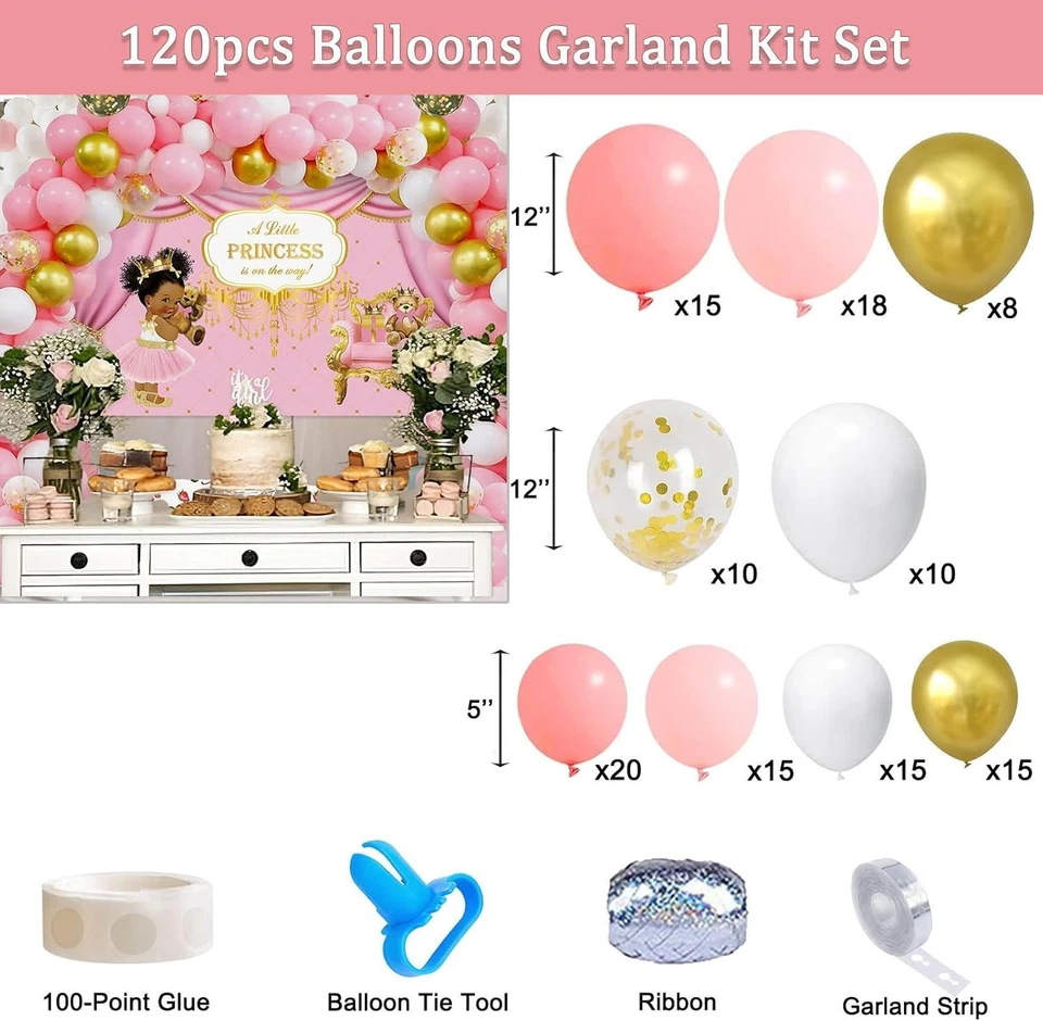 266件装皇家公主婴儿淋浴装饰,黑色公主婴儿淋浴 — 第 3/4 张图片