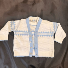 Vintage Baby blue and cream Twin set short sleeve sweater/cardigan size 18 mths