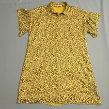 Alice + Olivia Mini Dress Womens Large L Yellow Burgundy Floral Hidden Button 