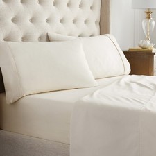 Cotton Cooling Solid Bedding Sheets Pillowcases Set, Cal King, Ivory, 4 Piece