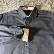 Robert Graham Shirt Mens XL Flip Cuff Jacquard Paisley Medallion Ornamental