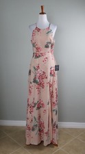 LULUS NWT Floral Lined Slit Maxi Halter A-Line Evening Dress Size Small