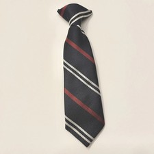 Toddler Clip-On Tie Blue Red White Diagonal Stripe 8 Long