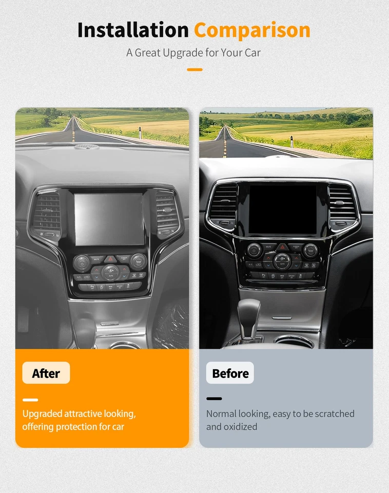 Gloss Black Center Radio Navigation Panel Cover For Jeep Grand Cherokee 2014-18 Foto 2 de 4