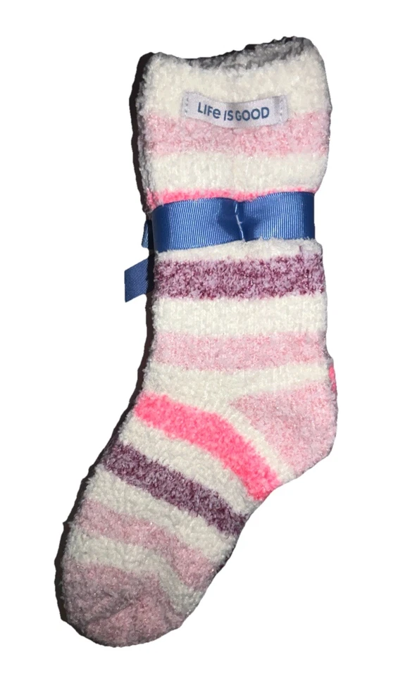 Life Is Good 蓬松船袜 4 双女式 4-10 粉色白色带标志舒适舒适 — 第 2/4 张图片