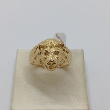 ANELLO DA UOMO TESTA DI LEONE IN ORO GIALLO 18KT  10,6 GR.  N.23 (8423)