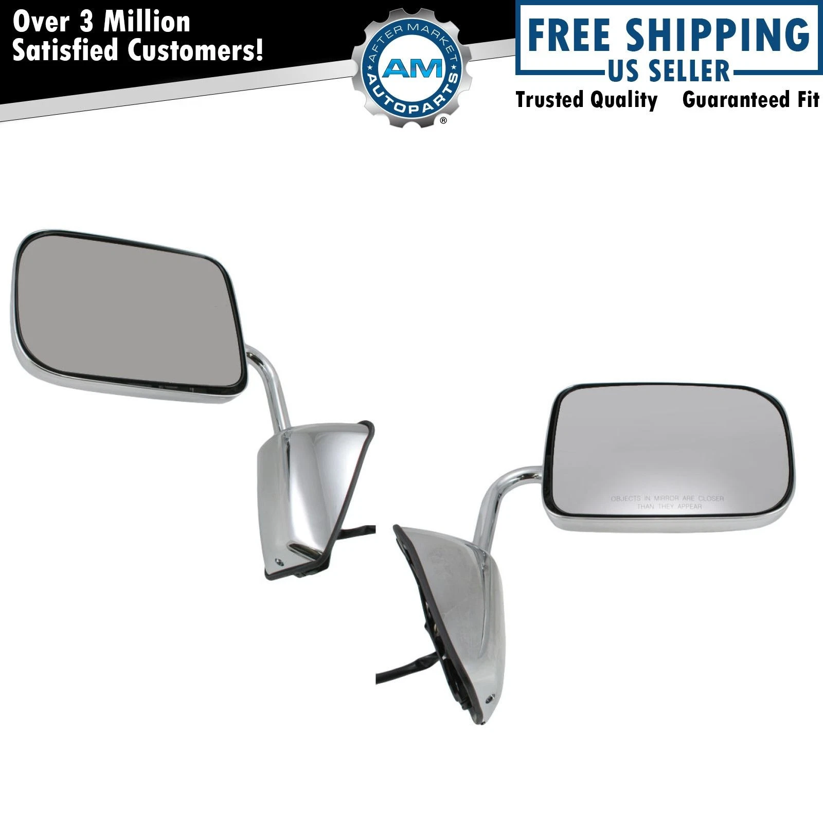 Side View Mirrors Chrome Folding Power Pair Set for 88-93 Dodge Pickup Truck