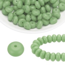 110Pcs Silicone Beads 14mm Lentil Rubber Focal Beads Bulk, Jade Green