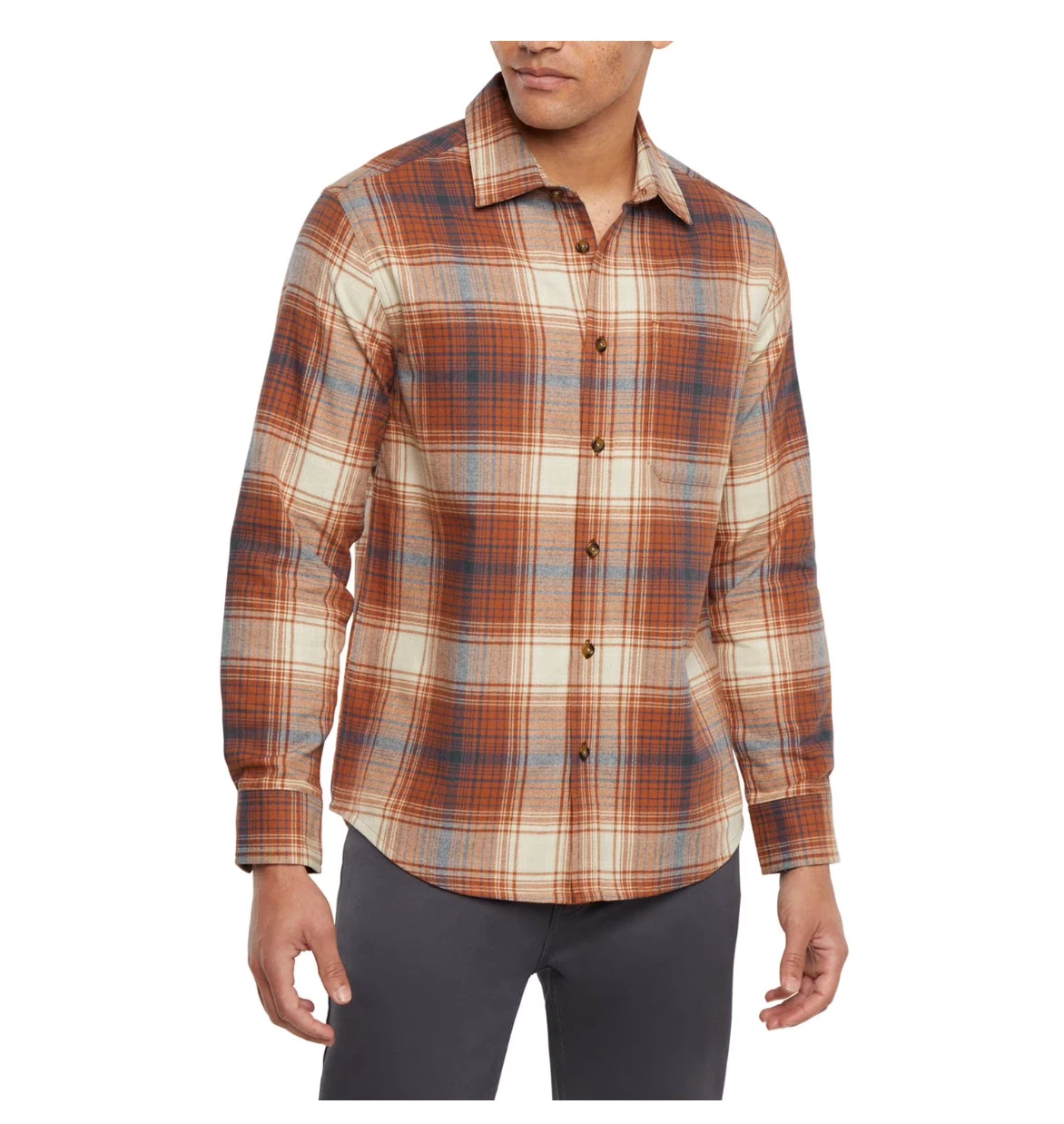 Eddie Bauer Men's Flannel Shirt, Size 2XL, Orange NWT