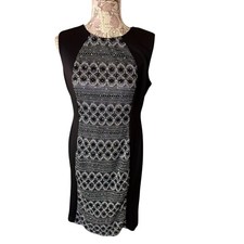 R & M Richards Adrianna Papell Black Embellished Sheath Dress Size 8/10 Made USA