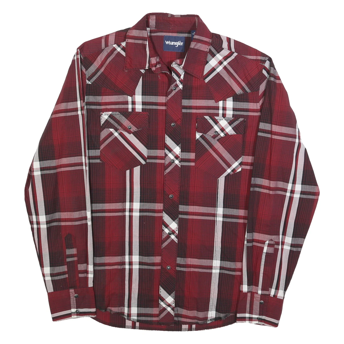 Chemise Wrangler Western Homme – 2XT, Manches Courtes, Carreaux Rouge/blanc, Coton, Très Bon état