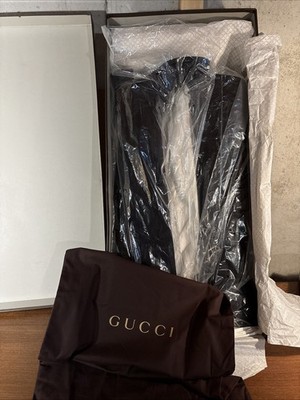 NEW! Gucci Leather Upper Suede Cudu Knee High Boots Nero Black EU Sz 35 US 5