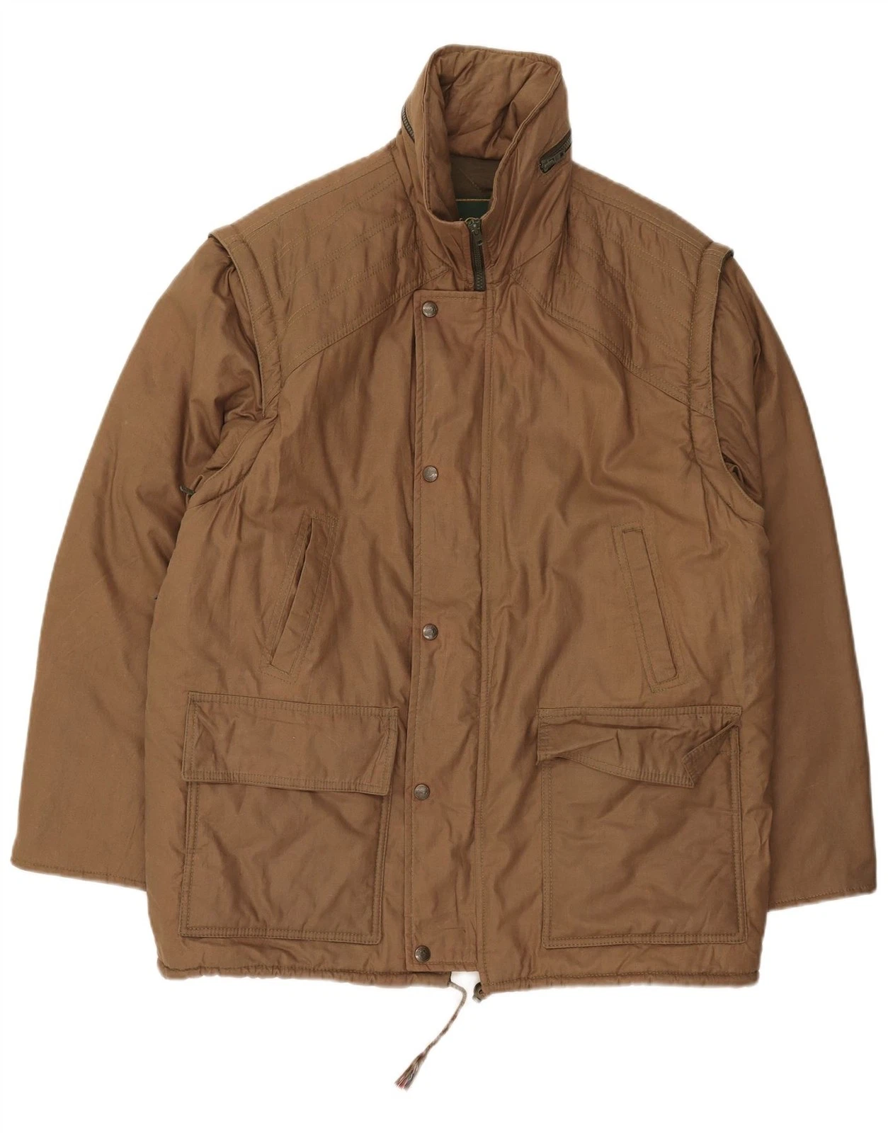 Vintage Mens Hooded Padded Jacket IT 52 XL Khaki RG01