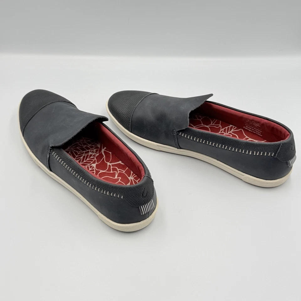 OLUKAI Dede Alohi Casual Comfort Sneaker Black Leather Women’s 9 Slip On Coastal - Image 3 of 4