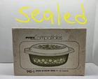 VTG PYREX COMPATIBLES 945-1 SPRING BLOSSOM GREEN 2-1/2 QT. CRAZY DAISY? NOS
