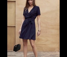 Sezane Wrap Dress Robe Rossini Size 36 US 4 Small Black French