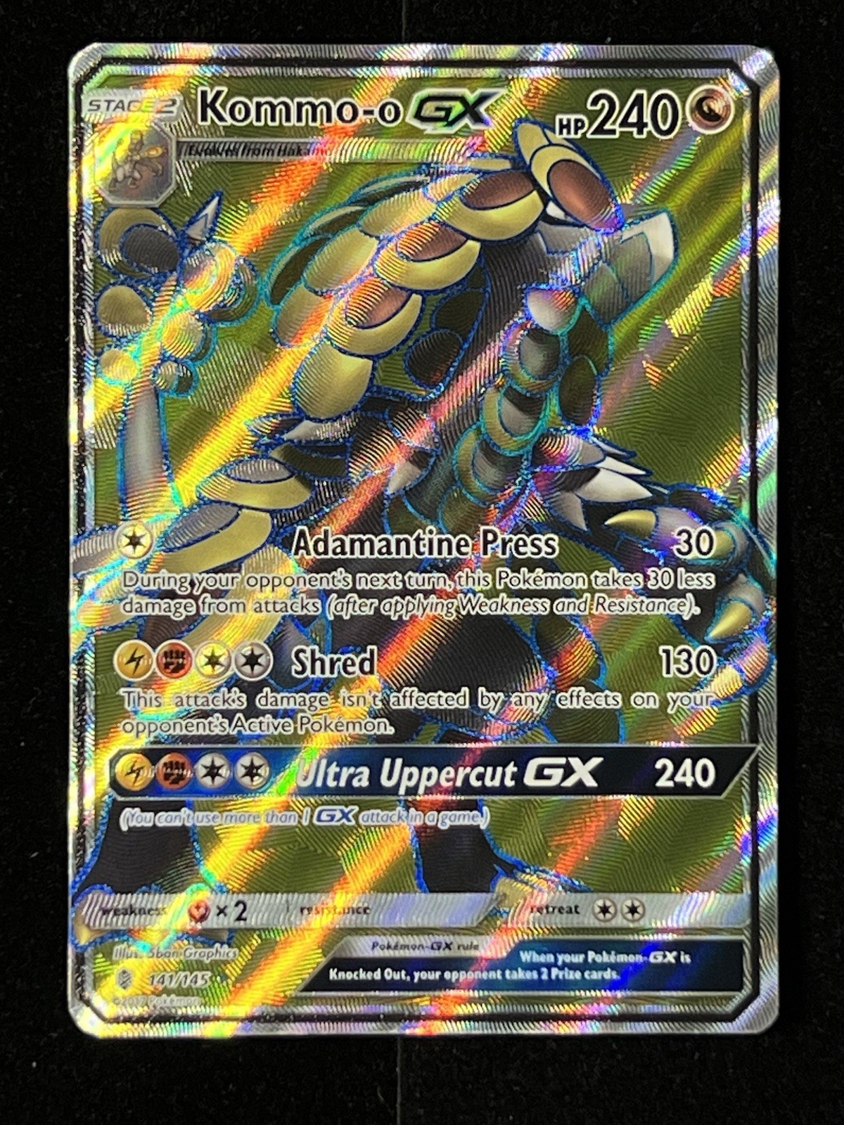 Kommo-o GX 141/145 Full Art Guardians Rising Pokémon Card