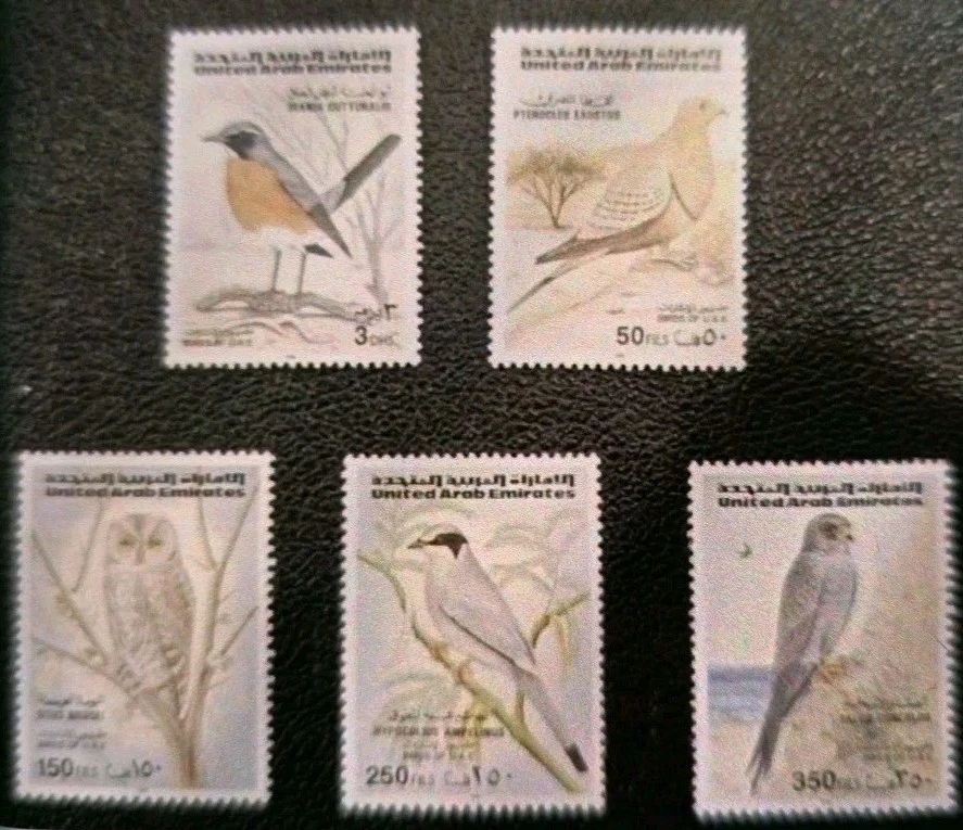 Emiratos Árabes Unidos Emiratos Árabes Unidos Completo MNH 5 Valor Cuatro Set Pájaros En Bloques de 4 Foto 2 de 2