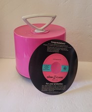 DISK GO vintage 1960's CASE Pink HOLDER Storage TOTE for 7" 45 RPM RECORDS New