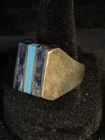 Vintage Sterling Silver Turquoise Inlay Navajo  Size 11 Ring