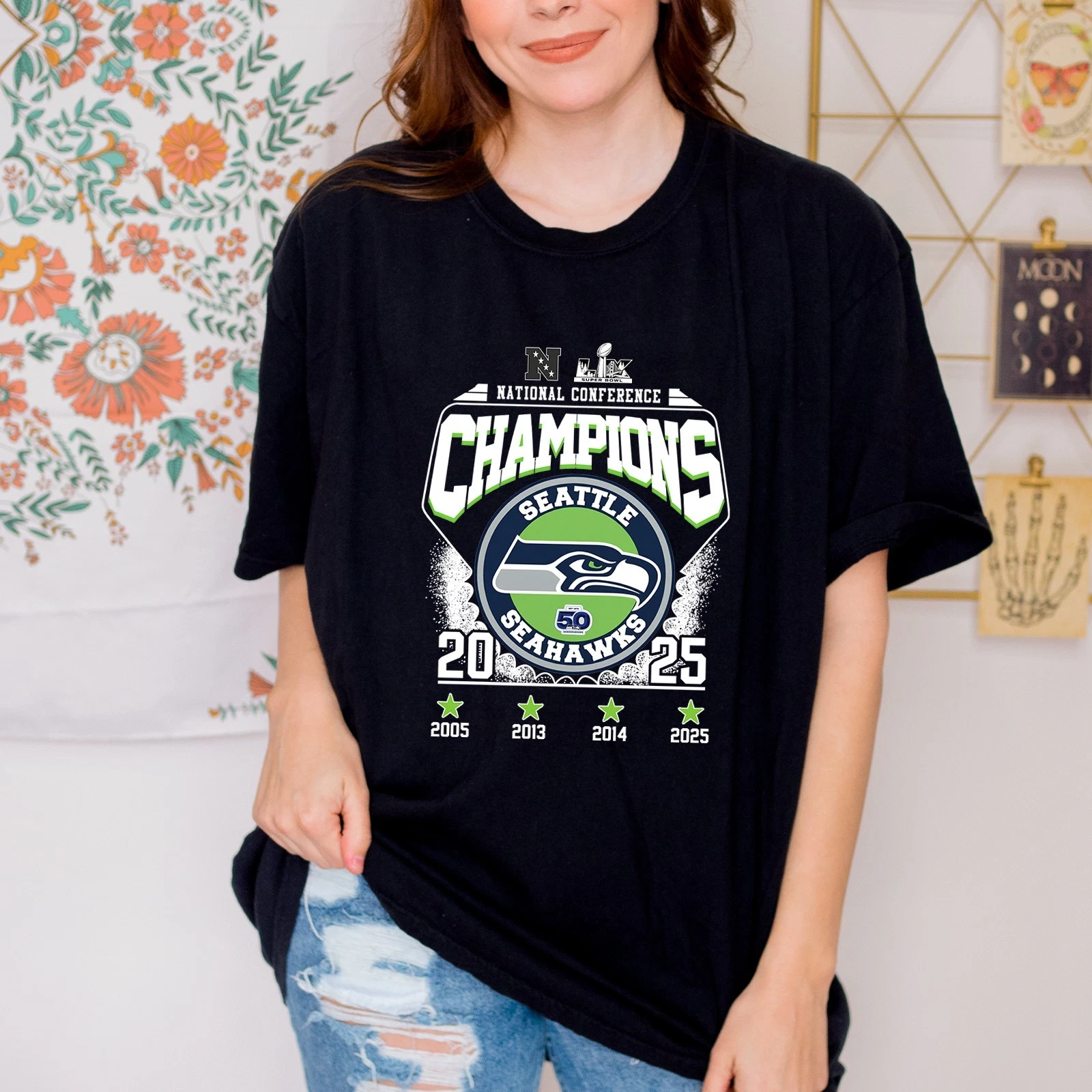 NFC Championship Seattle Seahawks Go Super Bow LX T-Shirt