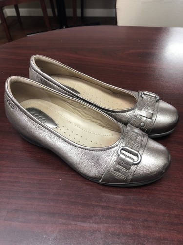 ECCO Womens Slip On Loafers Metallic Ballet Mini Wedges Size 37 EUR (US 6.5-7) - Picture 2 of 7