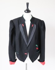 C&a Black Tirol Trachten Jacket - Vintage 1980s - Linen / Cotton - Fit L / Uk 14