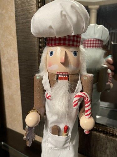 15" Wood Christmas Baker Man Santa Nutcracker – with Candy & Ginger Bread Cookie - Picture 2 of 9