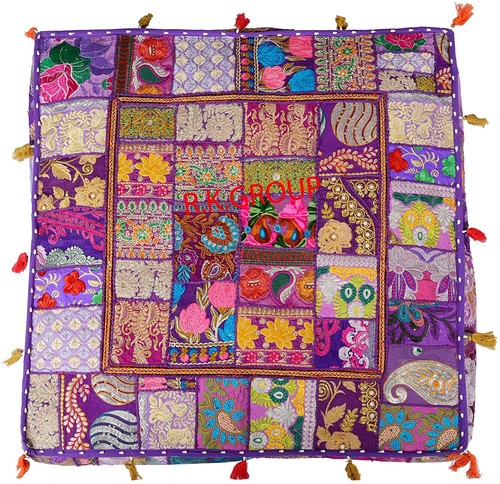 35" Square Patchwork Large Indian Floor Cushion Decorative Ethnic Pillow Cover - Picture 36 of 53