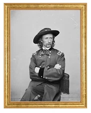 Major General George Armstrong Custer Photograph in a Aged Gold Frame