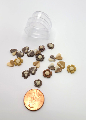 Miniature Micro Mini Chocolate Candy 20 pcs  #185 3/8'' H in heart shaped box!